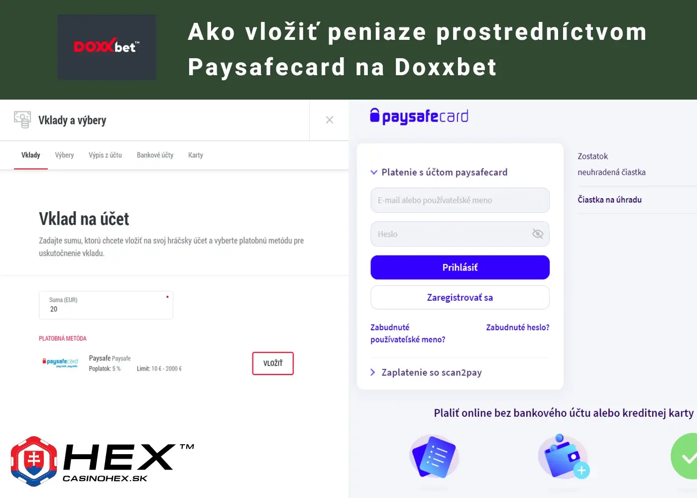 Ako vlozit peniaze prostrednictvom Paysafecard na Doxxbet