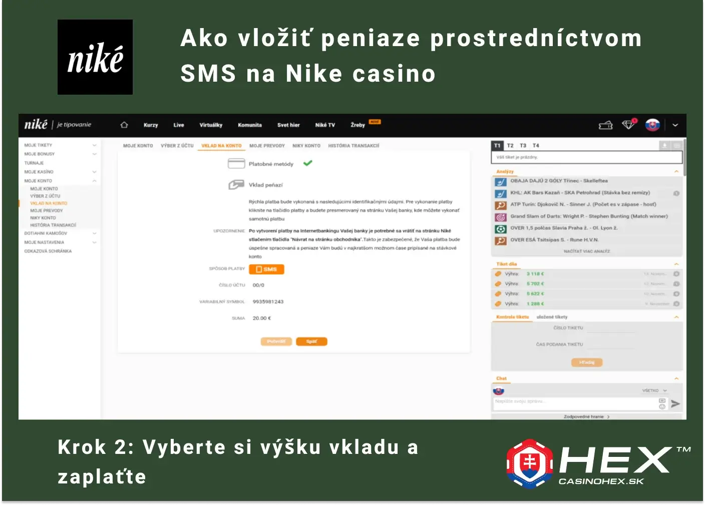 Nike online casino vklad cez SMS krok 2